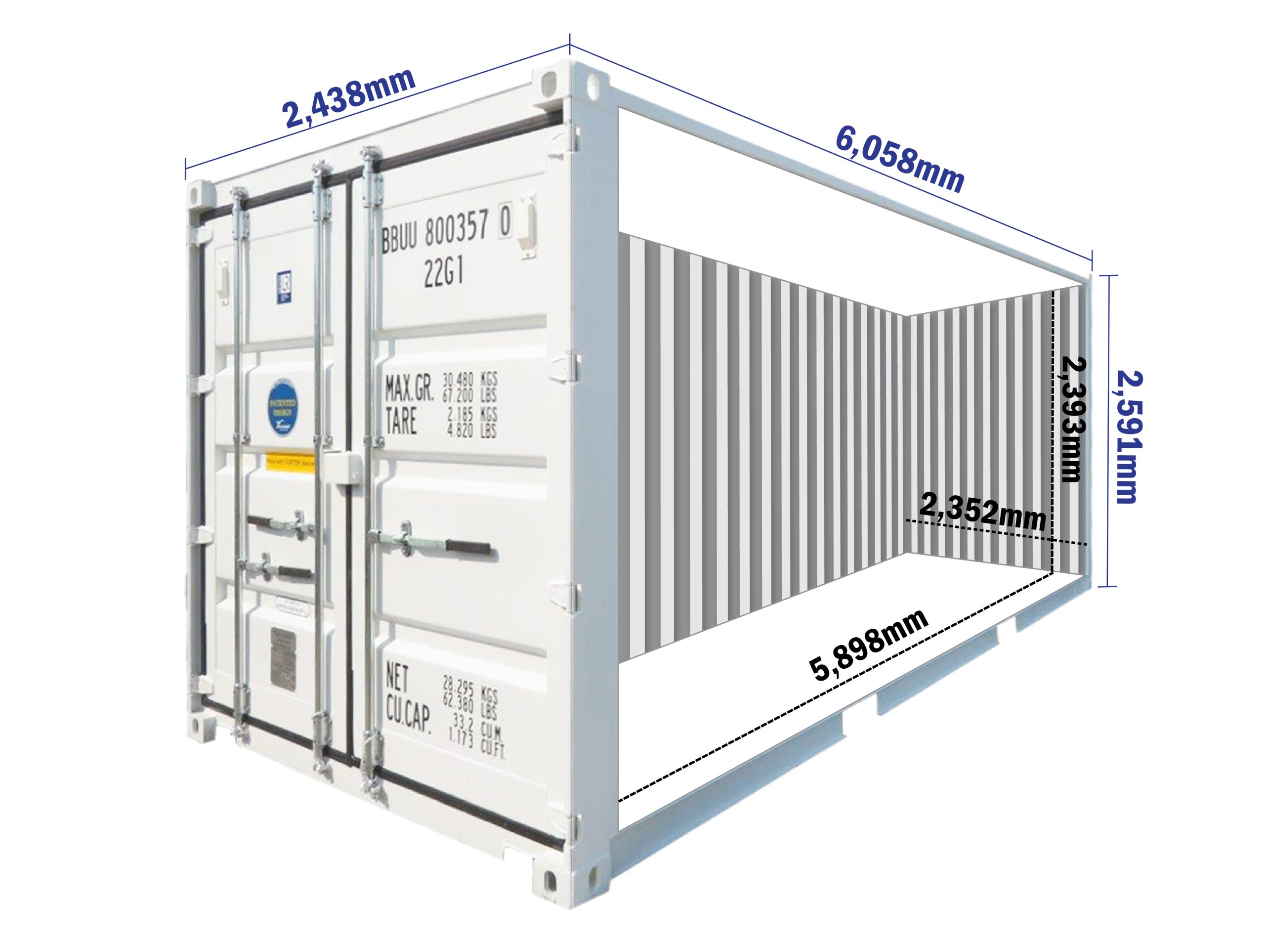 20ft General Purpose Shipping Container RAL 9003 – BSL Containers Ltd
