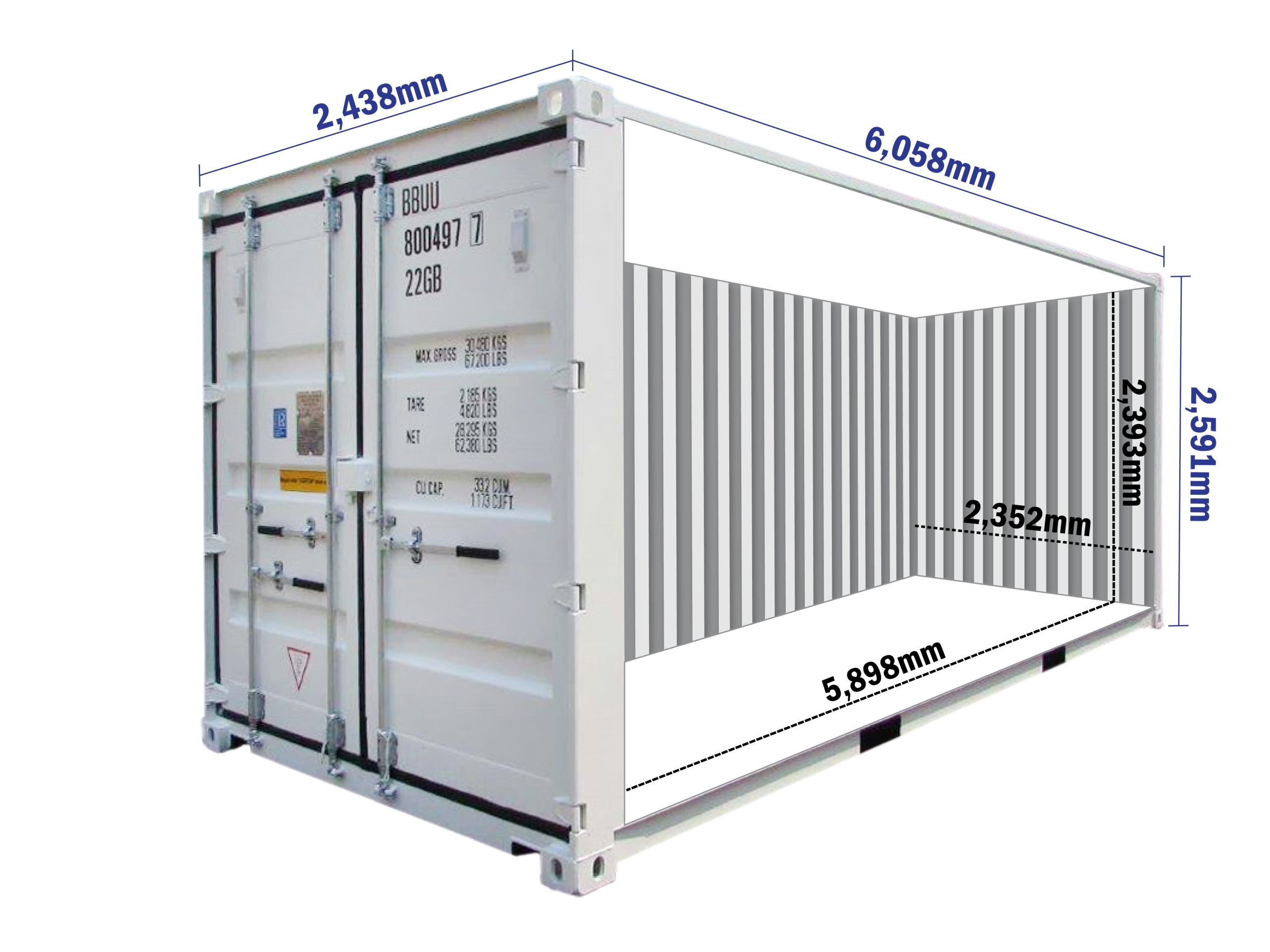 20ft General Purpose Shipping Container RAL 9010 – BSL